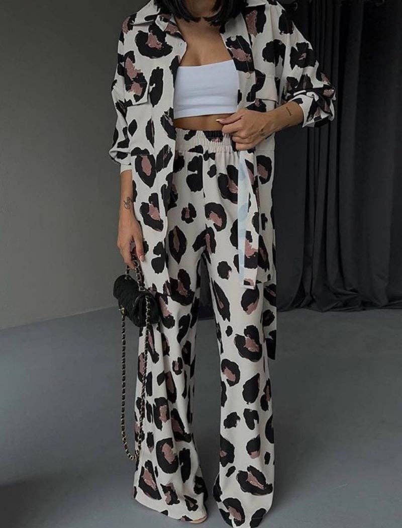 safistyle - Wholesale Top & Pant Set (NOT Loungewear) - Women's - Two-Piece Animal Print Shirt and Pants Set0