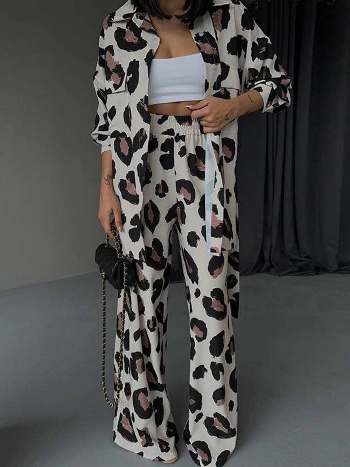 safistyle - Wholesale Top & Pant Set (NOT Loungewear) - Women's - Two-Piece Animal Print Shirt and Pants Set0