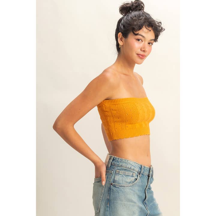 HYFVE - Wholesale Tank Top - Women's - DZ23A821-Strapless Pointelle Crop Top