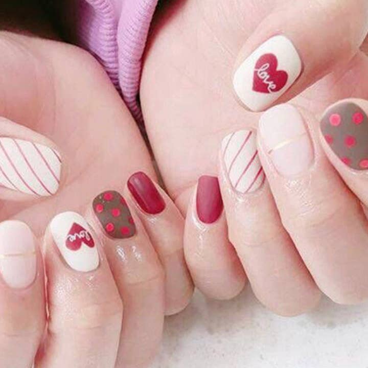 Pop Nail Wraps Pop / Love Heart Nail Polish Strips / Cute Nail Stickers / Valentine Nail Wraps / Women Korean Nail Wraps Free Shipping in US for wholesale by ClebleNails