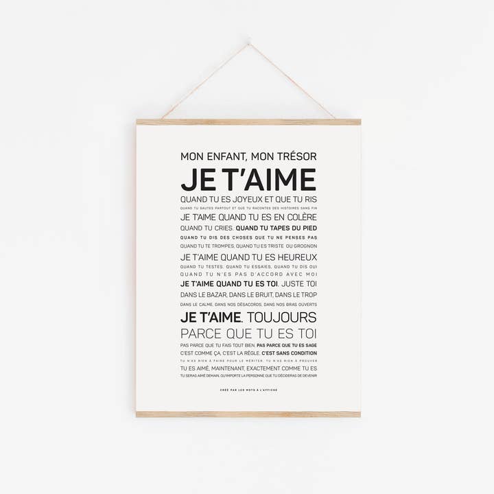 Toon Mijn kind, ik hou van je voor wholesale door LES MOTS A L'AFFICHE