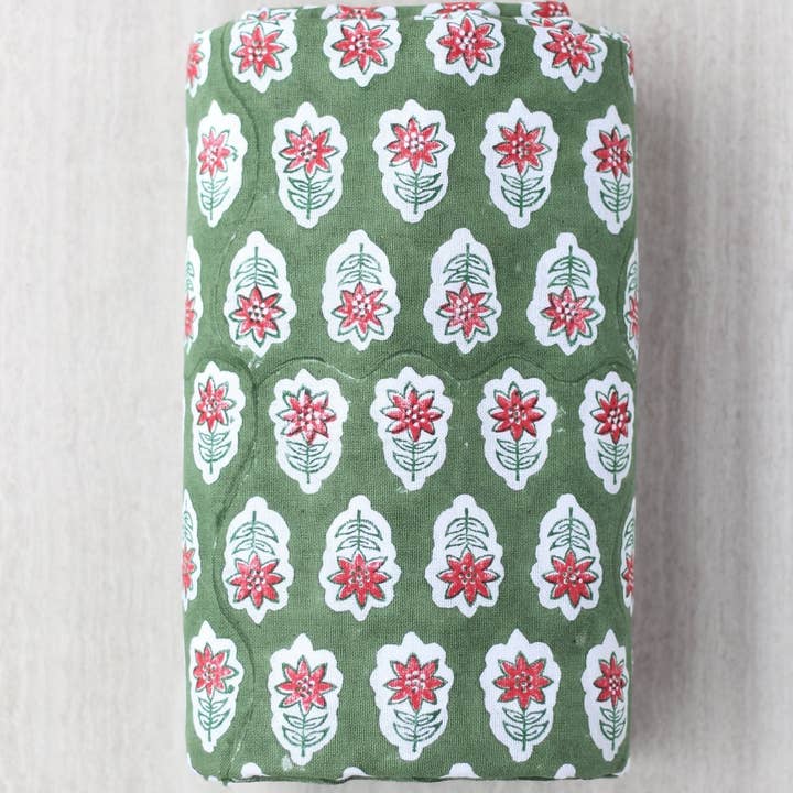 Mended - Wholesale Tablecloth - Table Throw - Christmas Lily - Sage & Red1