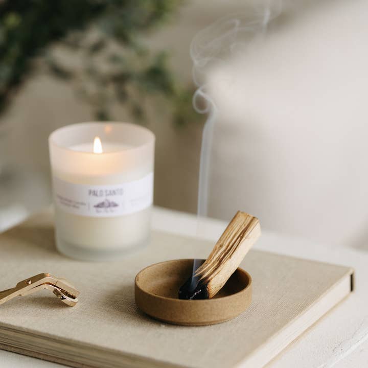 Rain City Rae's - Wholesale Jar/Filled Candle - Palo Santo 8 oz Frosted Candle | Smoky Warm + Sultry Scent