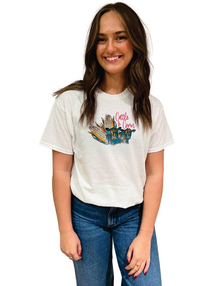Cattle and Corn Tee for wholesale by Bar A Apparel