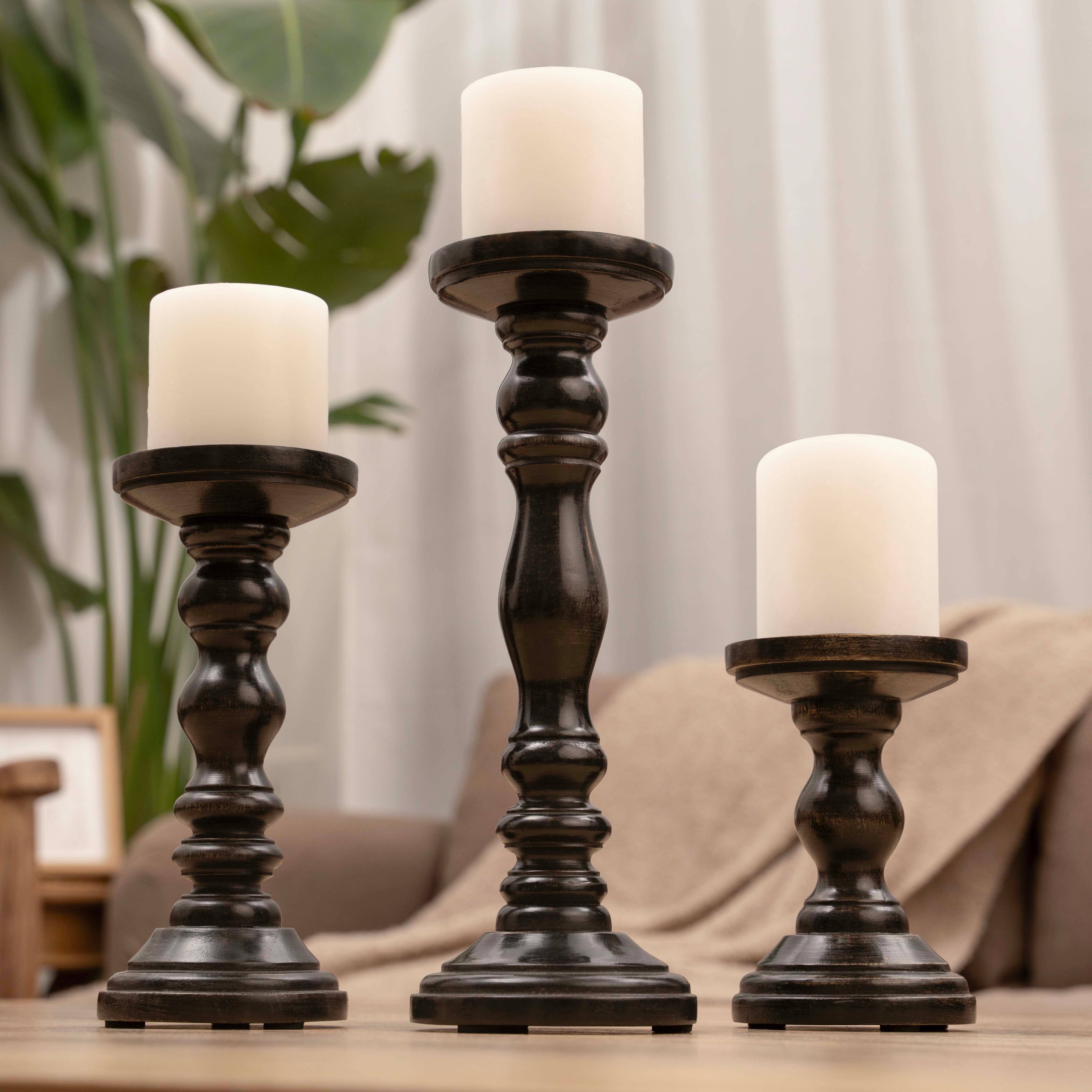 LuxeDesigns Co LLC - Wholesale Candle Holder - Wooden Candle Holders for Tall Pillar Candles Set of 318
