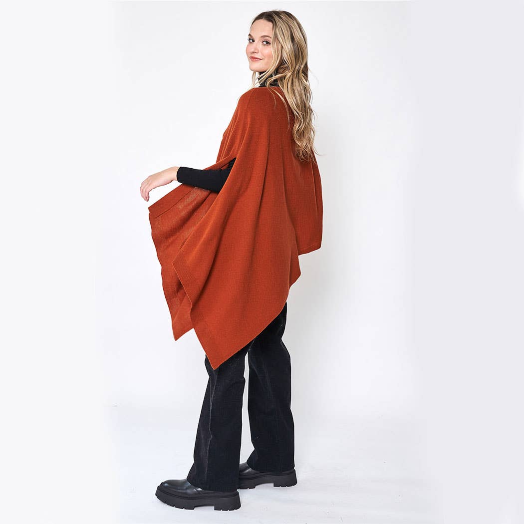 Fashion City – Engroshandel Poncho - Dame – Mørk Tone Solid Diamond Shape Tørklæde Poncho10