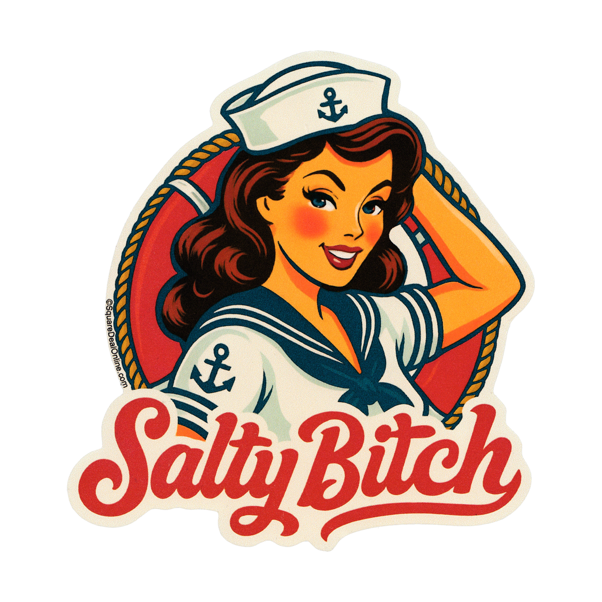 Square Deal Recordings & Supplies - Wholesale Sticker - Sticker - Salty Bitch Retro Sailor Pinup Funny Attitude0