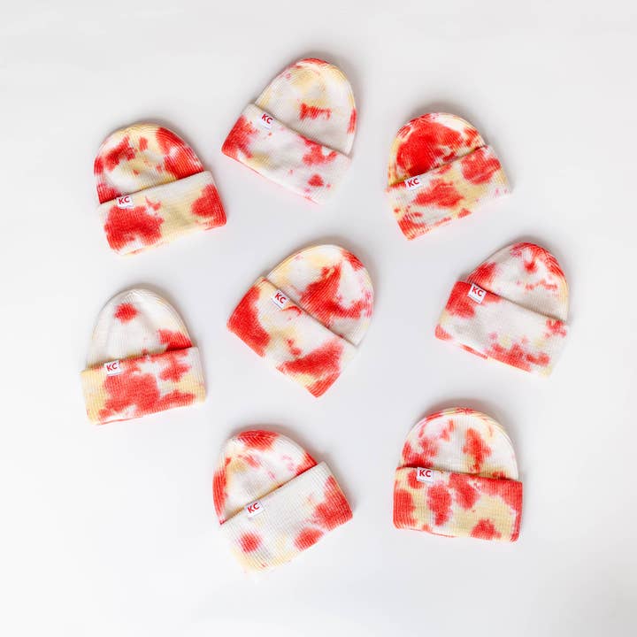 Carly Rae Studio - Wholesale Beanie - Women's - KC Watercolor Beanie - Red & Yellow1