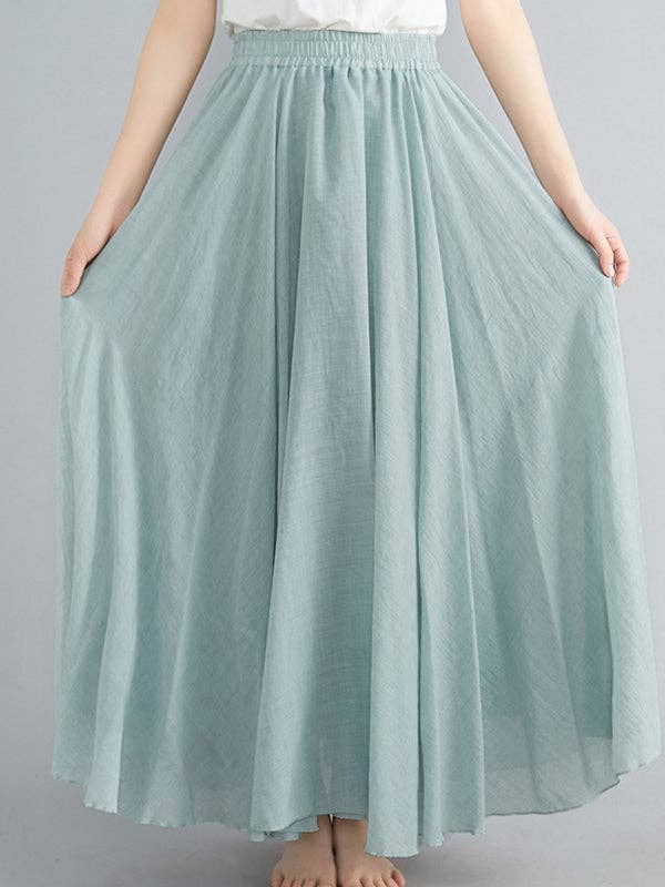 VividLux - Wholesale Skirt - Women's - A-Line Loose Elasticity Pleated Solid Color Skirts