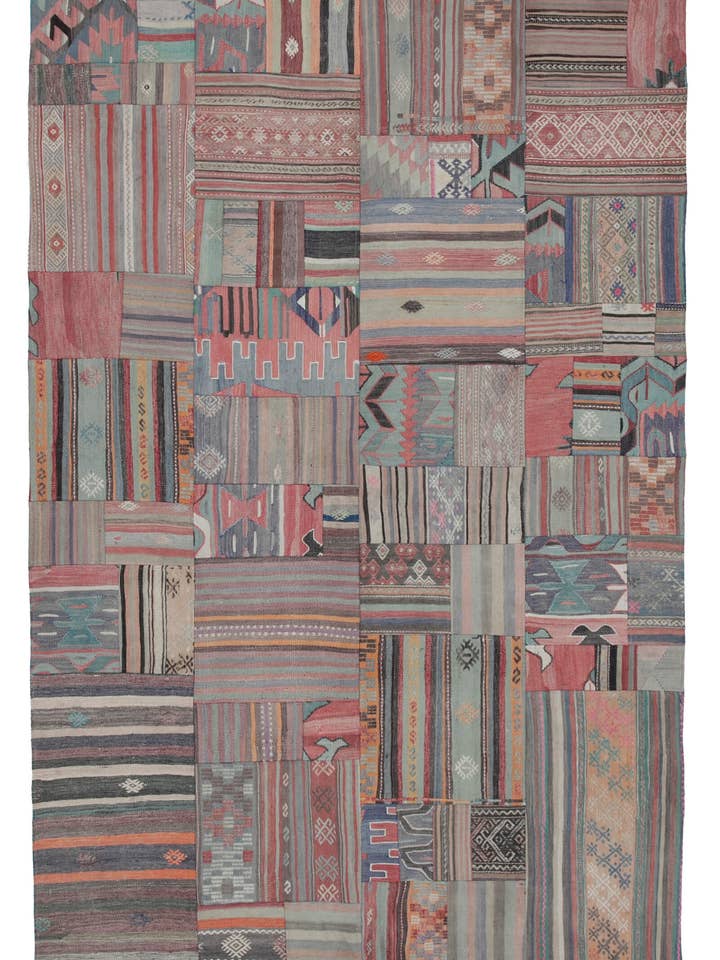 Tapete Kilim Patchwork Castanho 7x10 - 30481 por atacado de RUG N CARPET