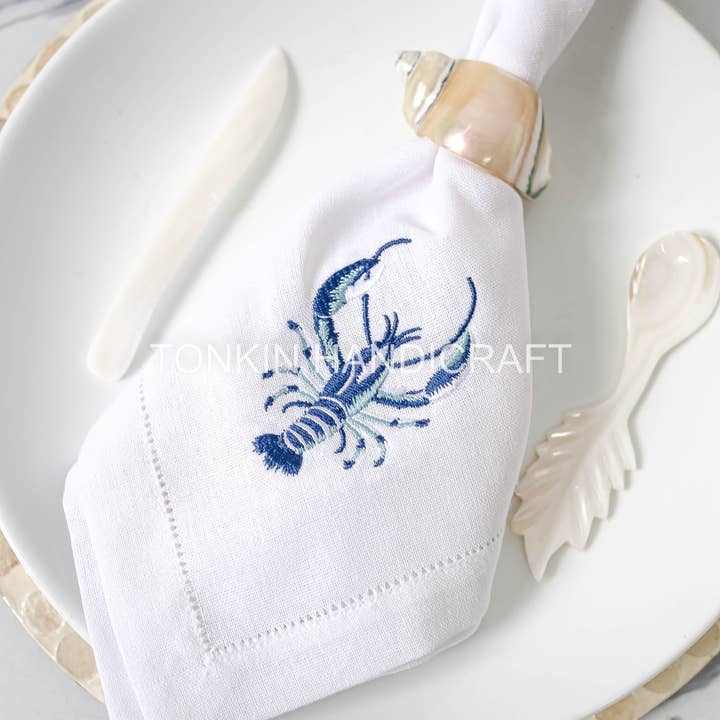 Tonkin Handicraft - Wholesale Dinner & Cloth Napkin - Coastal Linen Embroidery Napkin1