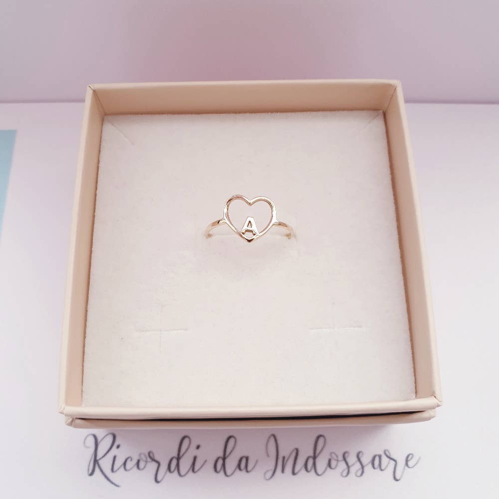 M di Martina - Vendita all'ingrosso Campione per rivenditori - Gioielli - Anello Cuore e Iniziali in Argento o Oro "Personalizzabile"2