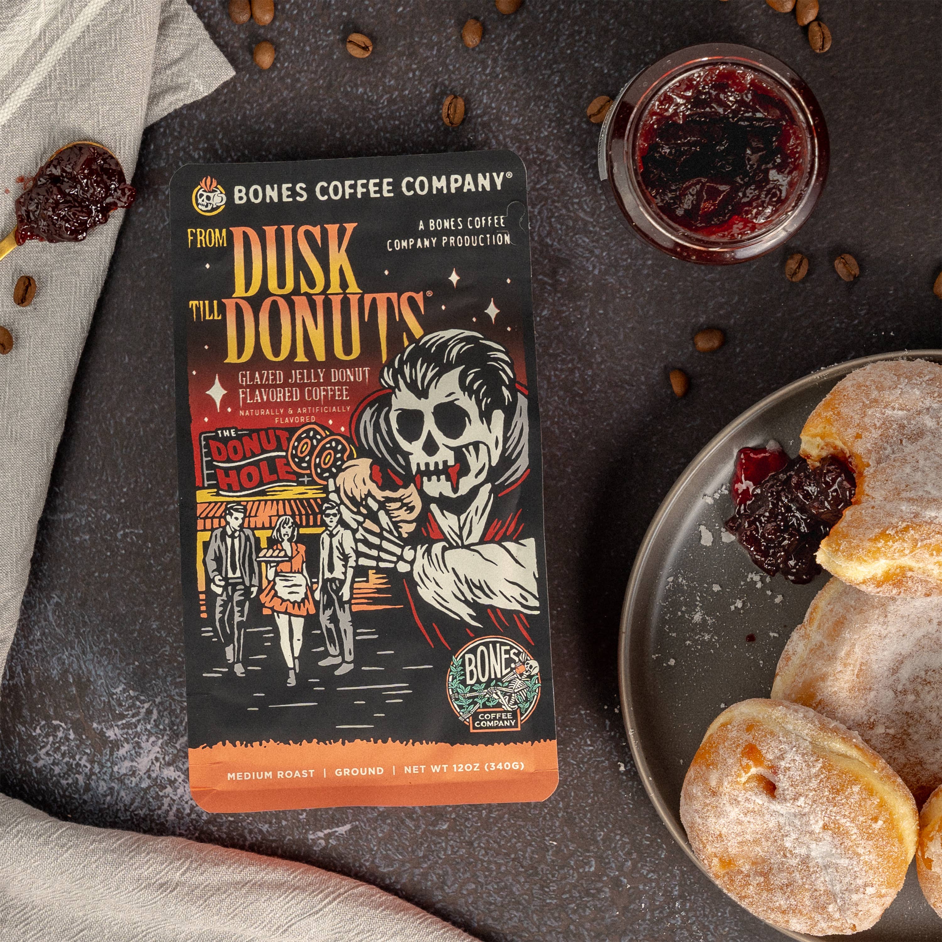 Bones Coffee Company - Wholesale Koffiebonen - From Dusk Till Donuts Coffee | 12oz | Whole Bean & Ground6