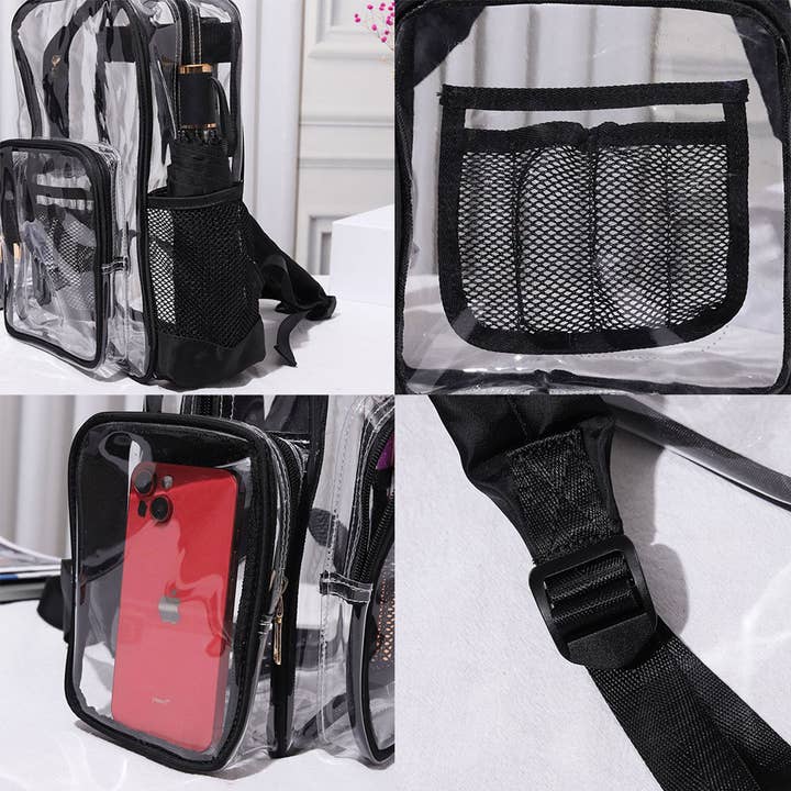 Sensibling Corp. - Wholesale Backpack - Women's - Clear Transparent Stadium-Approved School Backpack Bag
