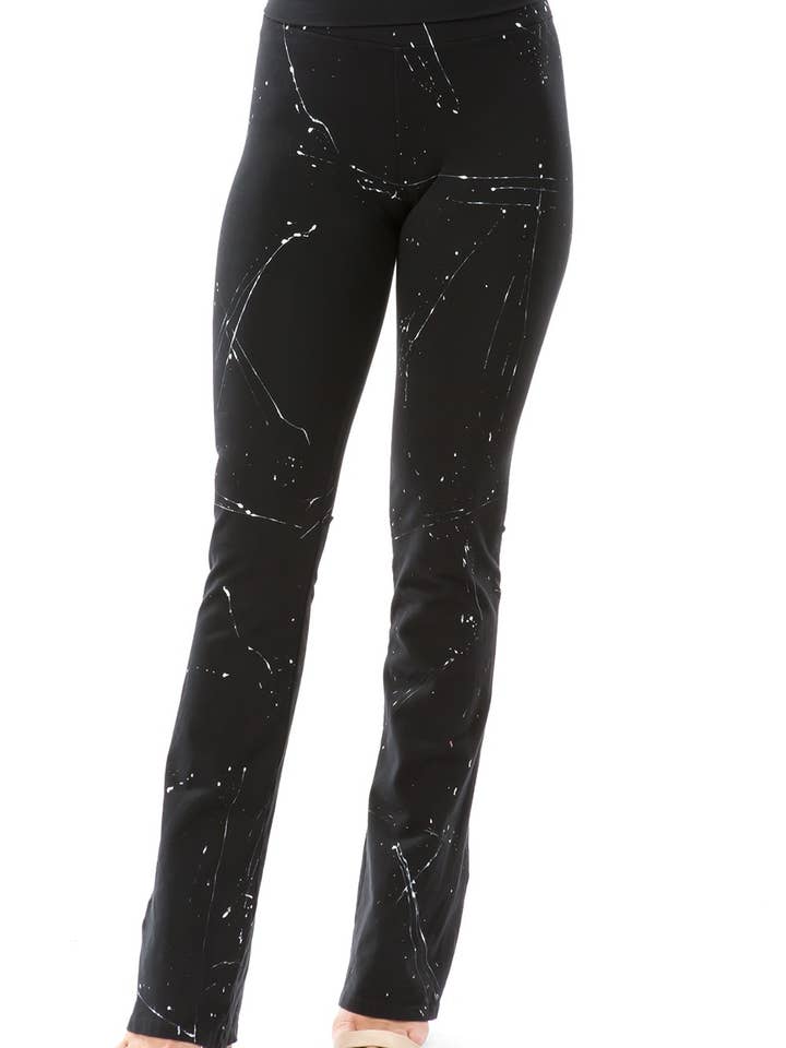 Paint Drop Foldover Waist Bootcut Yoga Pants for wholesale by T-Party