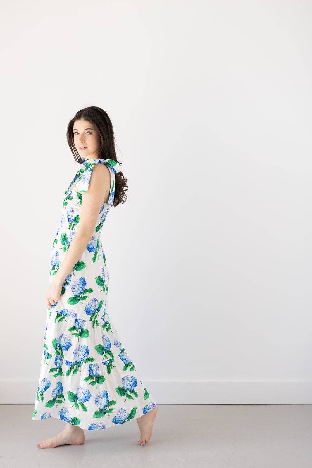 Kathleen Maeve - Wholesale Dress - Women's - Emma Bow Maxi Dress | Bright Blue Hydrangeas11