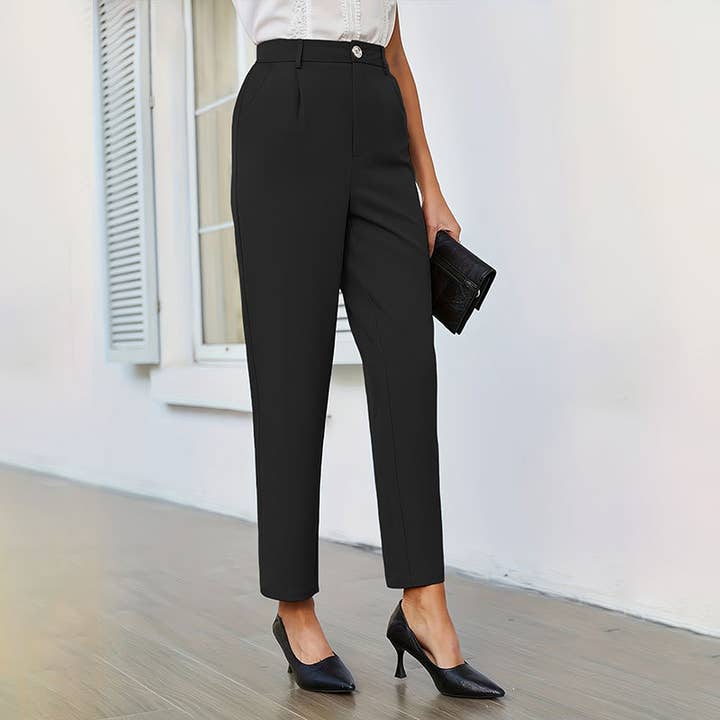 Lily Clothing - Wholesale Pants - Women's - Woven elastic-waisted anti-wrinkle suit pants