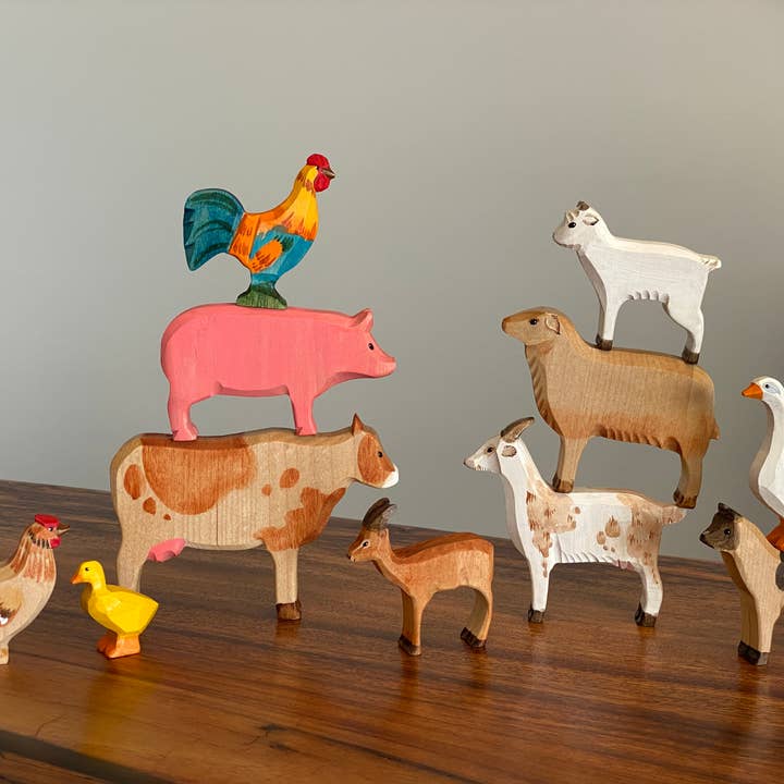 PoppyBabyCo - Vendita all'ingrosso Giocattolo in legno - Bambini - Animali da fattoria in legno0