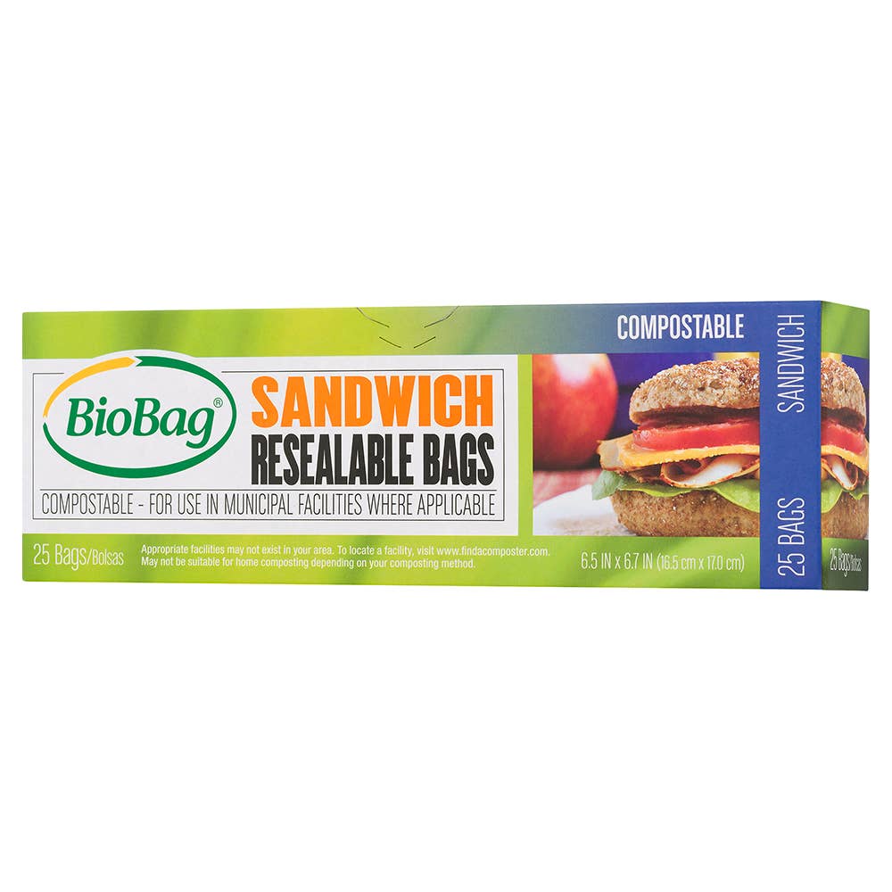 BioBag America Inc - Vente Sachet de conservation/film alimentaire - Sacs à sandwich refermables BioBag 100 % compostables (300 au total)0