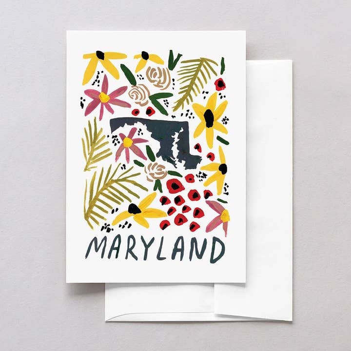Biglietto di auguri Maryland American Gouache per la vendita all'ingrosso da parte di 50 States of Beauty