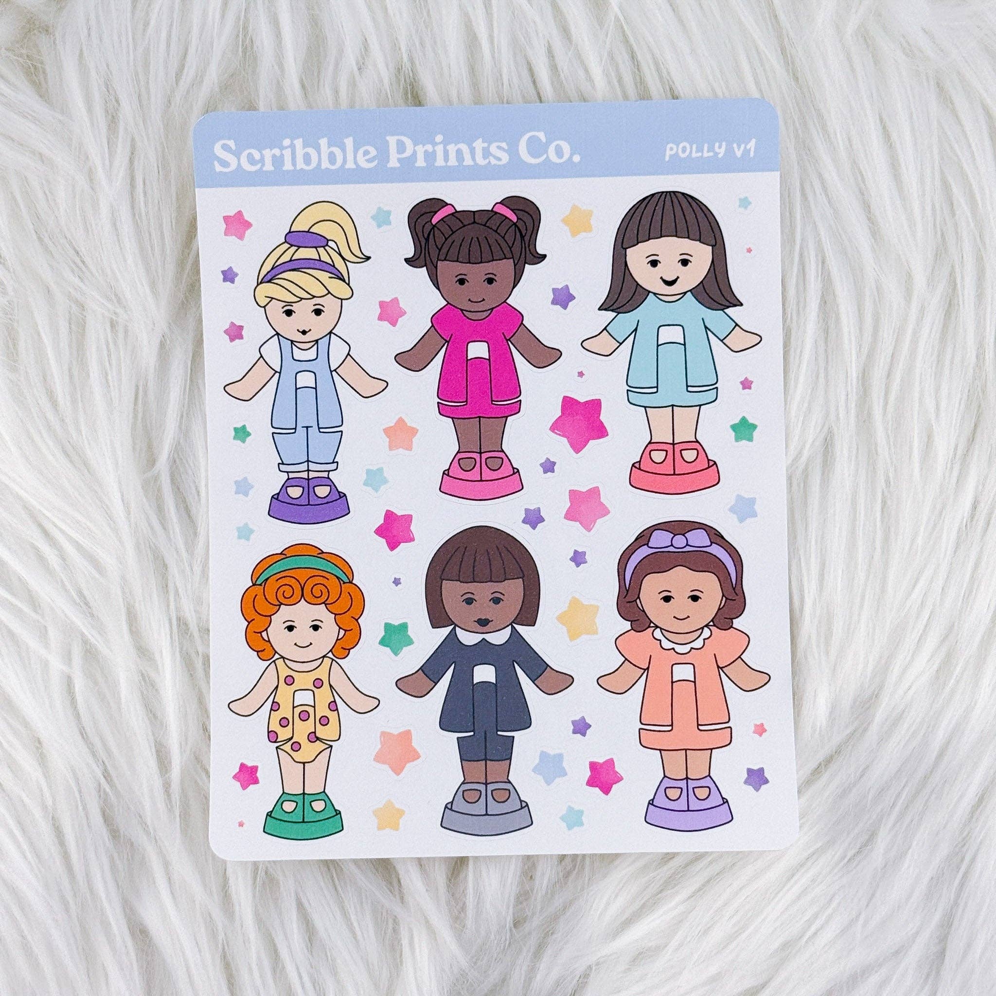 Scribble Prints Co. - Vente Autocollant - Polly V1 – Déco // Autocollants de journal mat