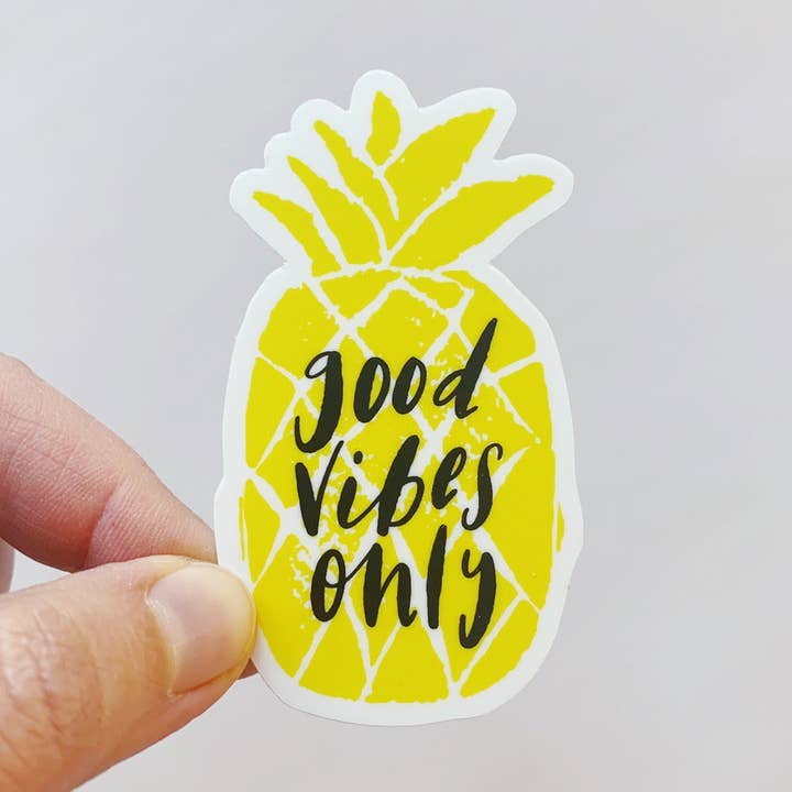 Good Vibes Only Pineapple Sticker Decal for wholesale by Wildflower Paper Company