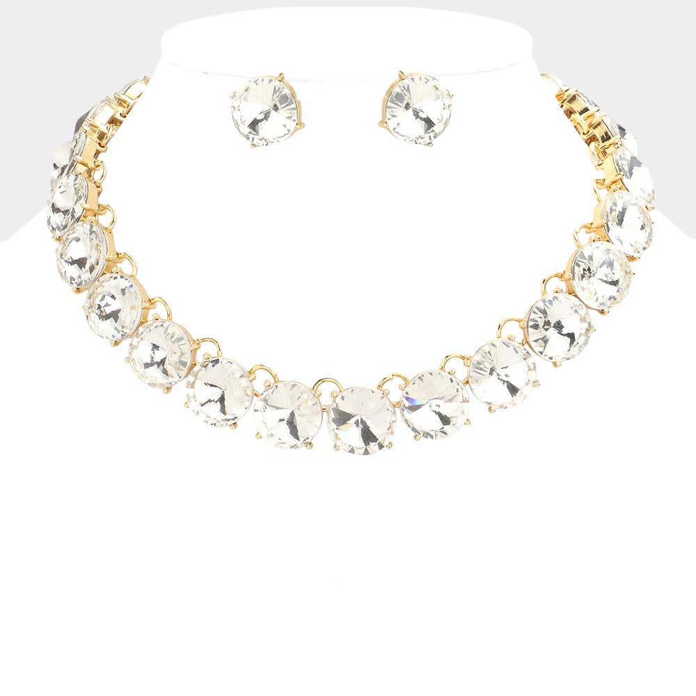 Sensibling Corp. - Wholesale Link & Chain Necklace - Round Stone Link Evening Necklace0