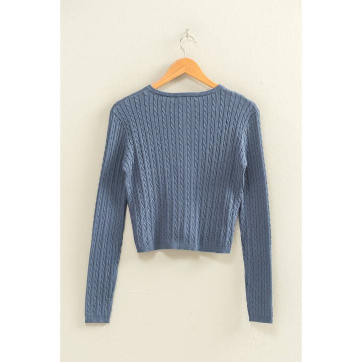 Double Zero - Wholesale Cardigan - Women's - Cable Long Sleeve Buttoned Cardigan23