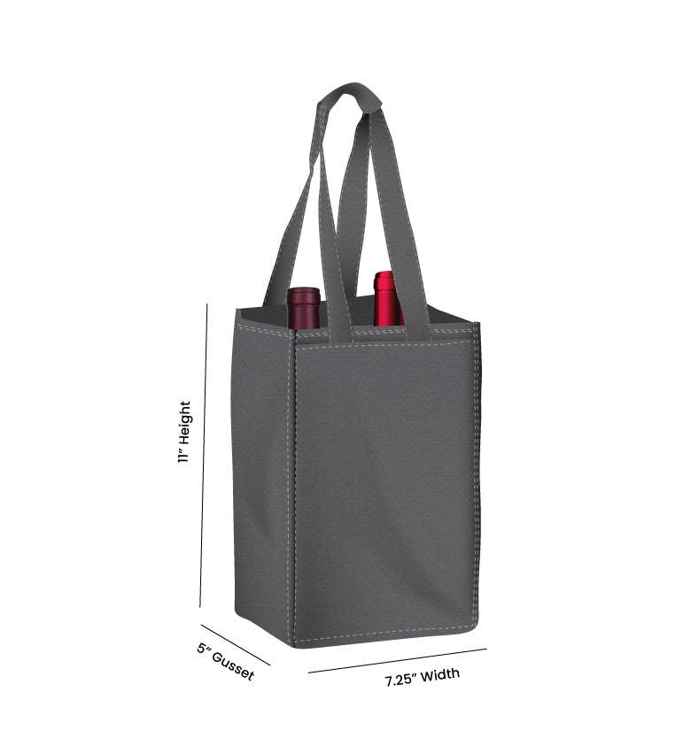 Non Woven Totes - Wholesale Wine Tote - Reusable 2-Bottle Wine Tote Bag-7.25x11x5 with Bottom Gusset | Custom Printed Wine Totes4