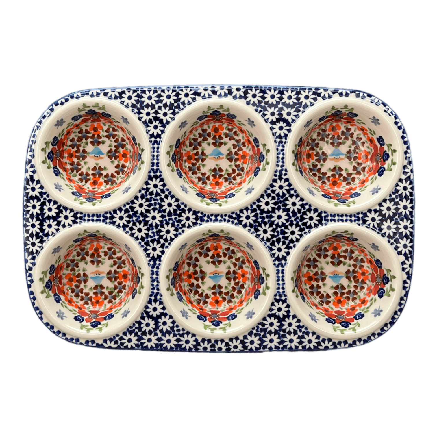 Polish Pottery Outlet - Wholesale Cupcake/Muffin Pan - Muffin Pan, 8.5" x 12.5" in "Stellar Celebration" by Manufaktura | F093S-P3092