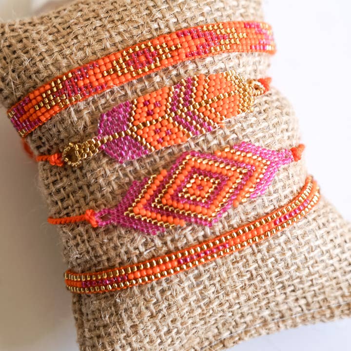 Bali Queen - Wholesale Beaded Bracelet - Boho Burlap Seed Beed Bracelet 4-Pack