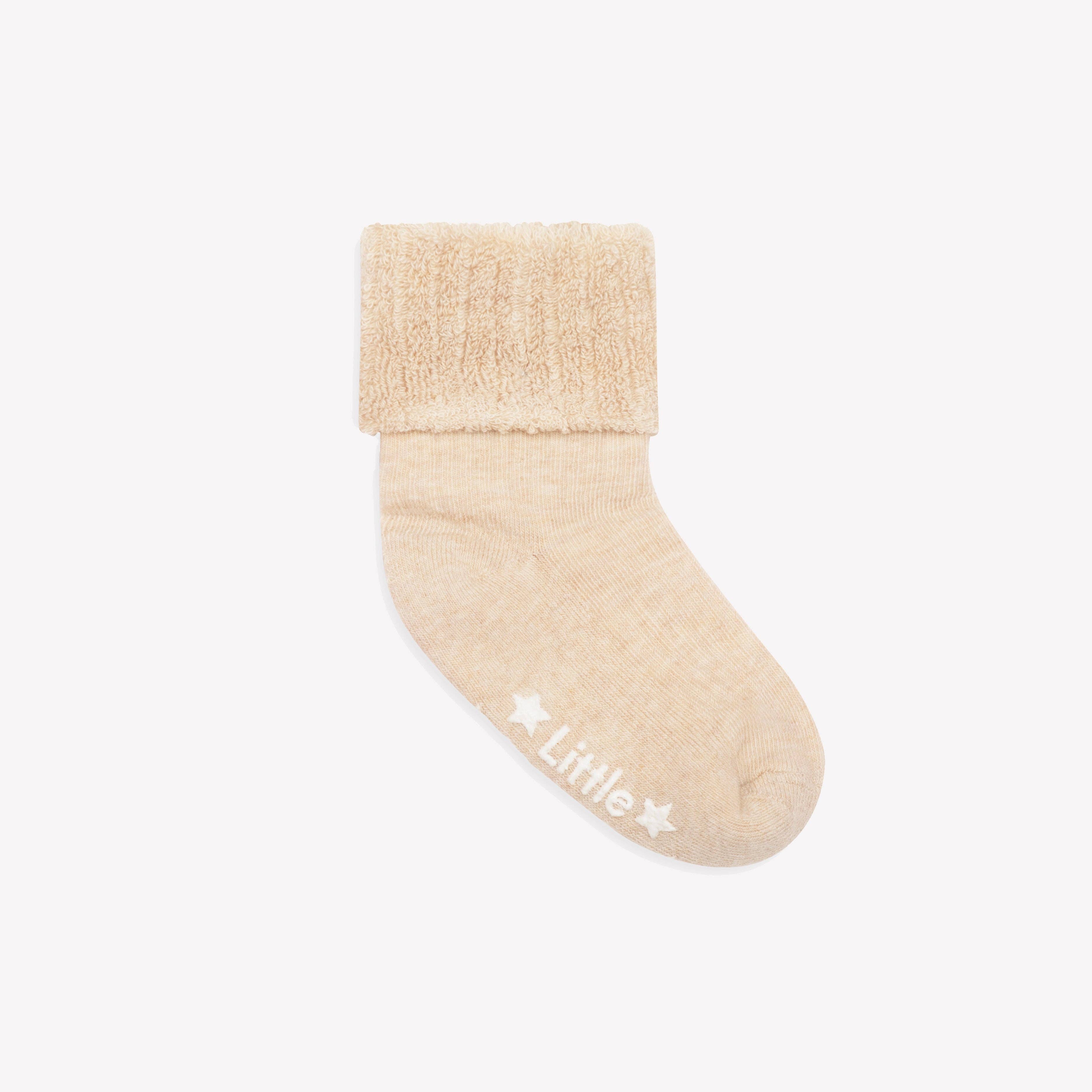 The Little Sock Company - Wholesale Socks - Kids & Baby - Cosy Stay On Winter Warm Non Slip Baby Socks in Biscuit0
