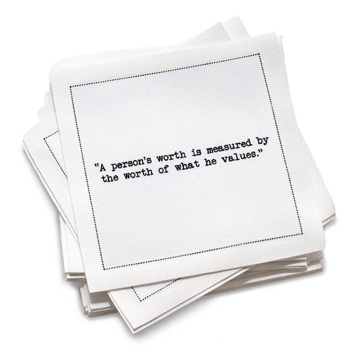 Marcus Aurelius Quotes - White Cotton Cocktail Napkins x 50 for wholesale by Five Star Napkins Inc.