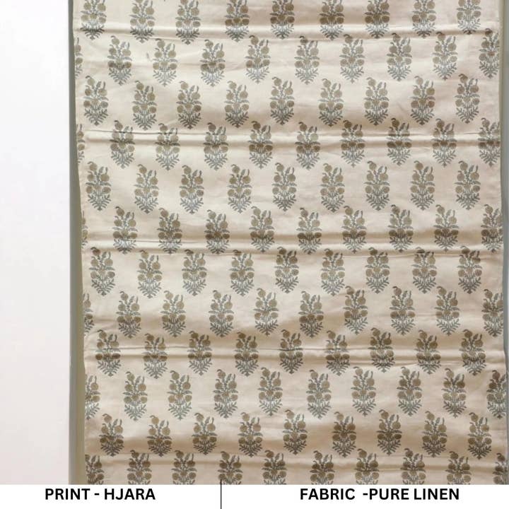 Indian Block Print Pure Linen Roman Shade - Hajara for wholesale by Fabdivine