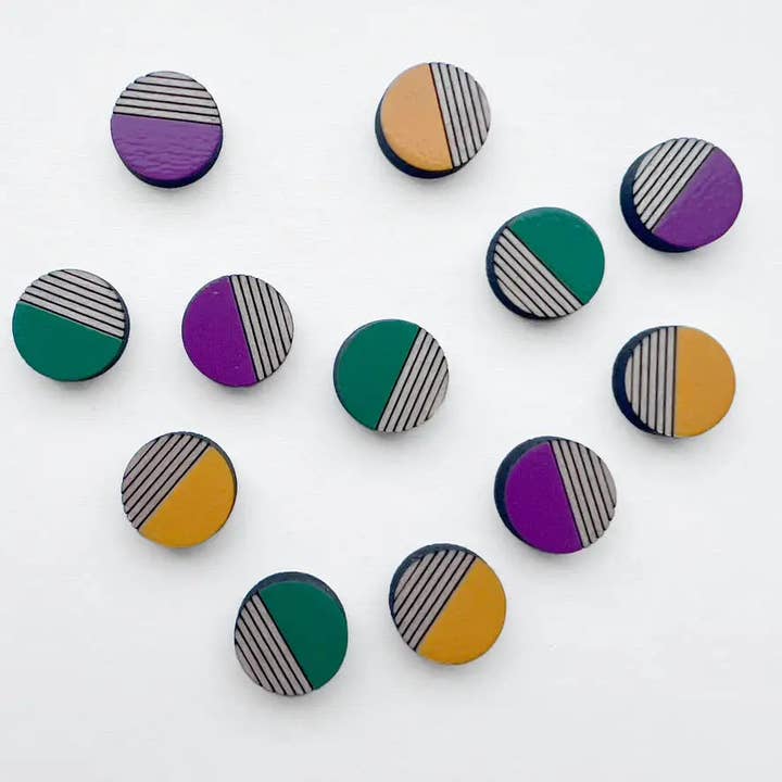 Retro Wood Stud Earrings for wholesale by Gold Dust Collective