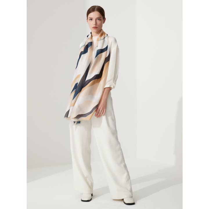 Aavion – wholesale Scarf – Women's – Modern Wave Print Scarf – Scarves for Women
