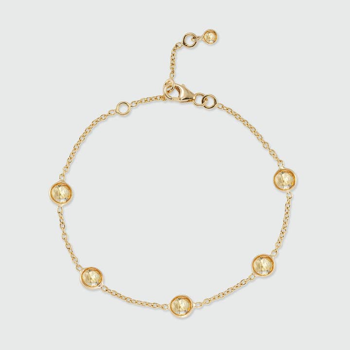 Antibes Citrine and Gold Vermeil Station Bracelet for wholesale by Auree Jewellery