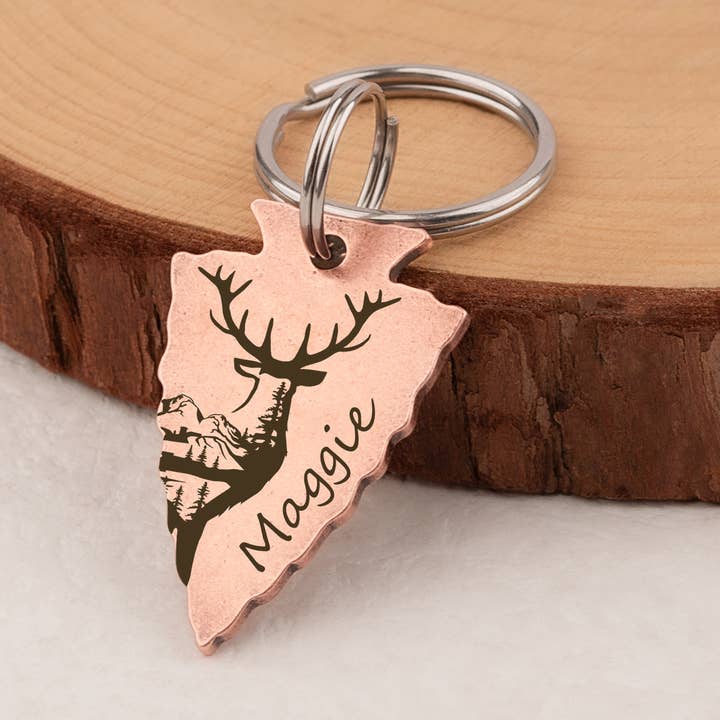 Reindeer Custom Arrowhead Stainless Steel Pet ID Tag for wholesale by Anavia