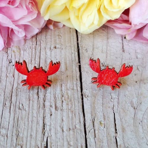 Pendientes de cangrejo de madera para venta al por mayor de Daffodil