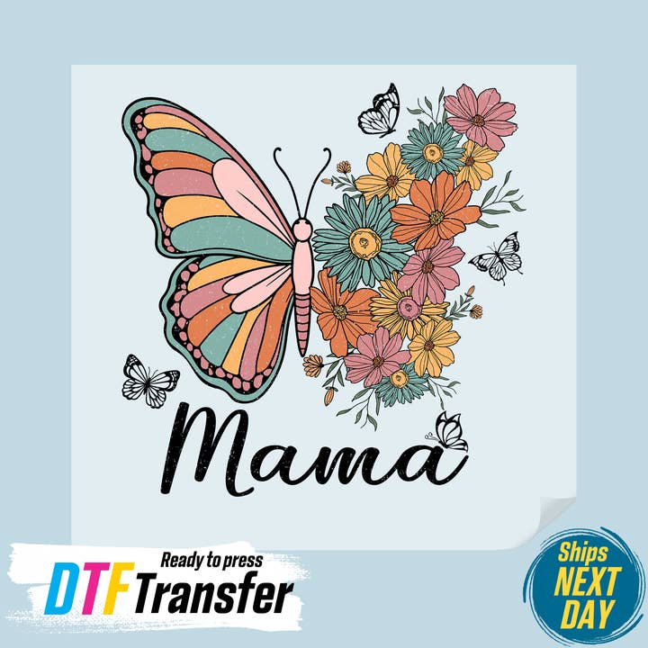 Mama Butterfly Floral DTF Transfer for wholesale by DTF Office