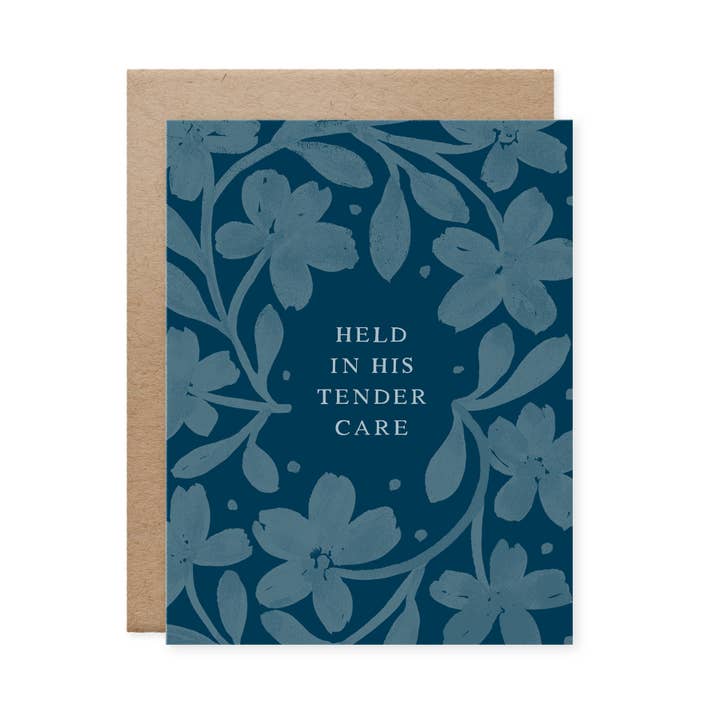 Held in His Tender Care Christian Sympathy Card for wholesale by Naomi Paper Co.