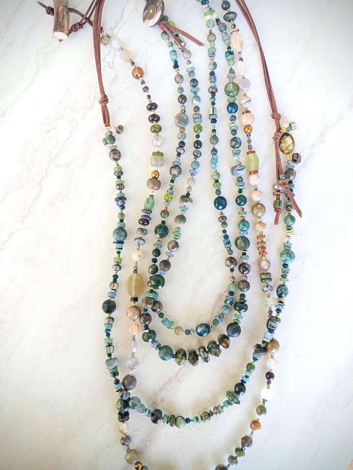Shambhala Collection | Turquoise, Roman Glass, Prehnite for wholesale by HavSolStudio