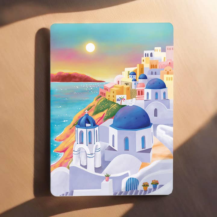 Aniet Illustration - Venta al por mayor Tarjetas de felicitación - Mapa Santorini Grecia viajar lugares postal1