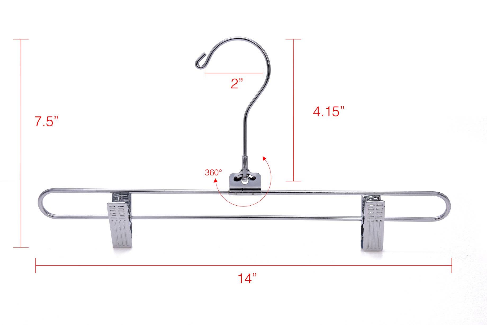 Quality Hangers - Wholesale Clothes Hangers - M053 Heavy Duty Metal Hanger + Clips Swivel Hook - 100pcs2