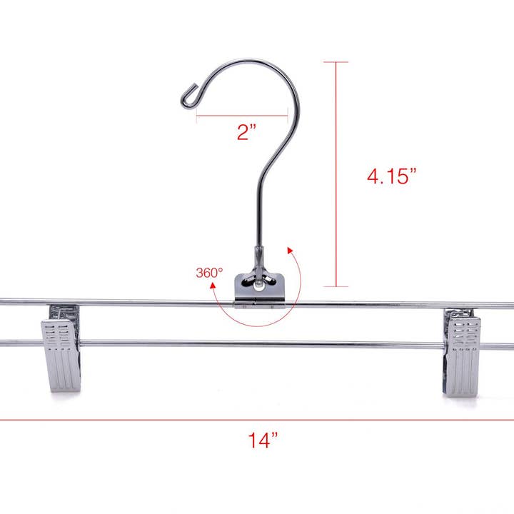 Quality Hangers - Wholesale Clothes Hangers - M053 Heavy Duty Metal Hanger + Clips Swivel Hook - 100pcs2