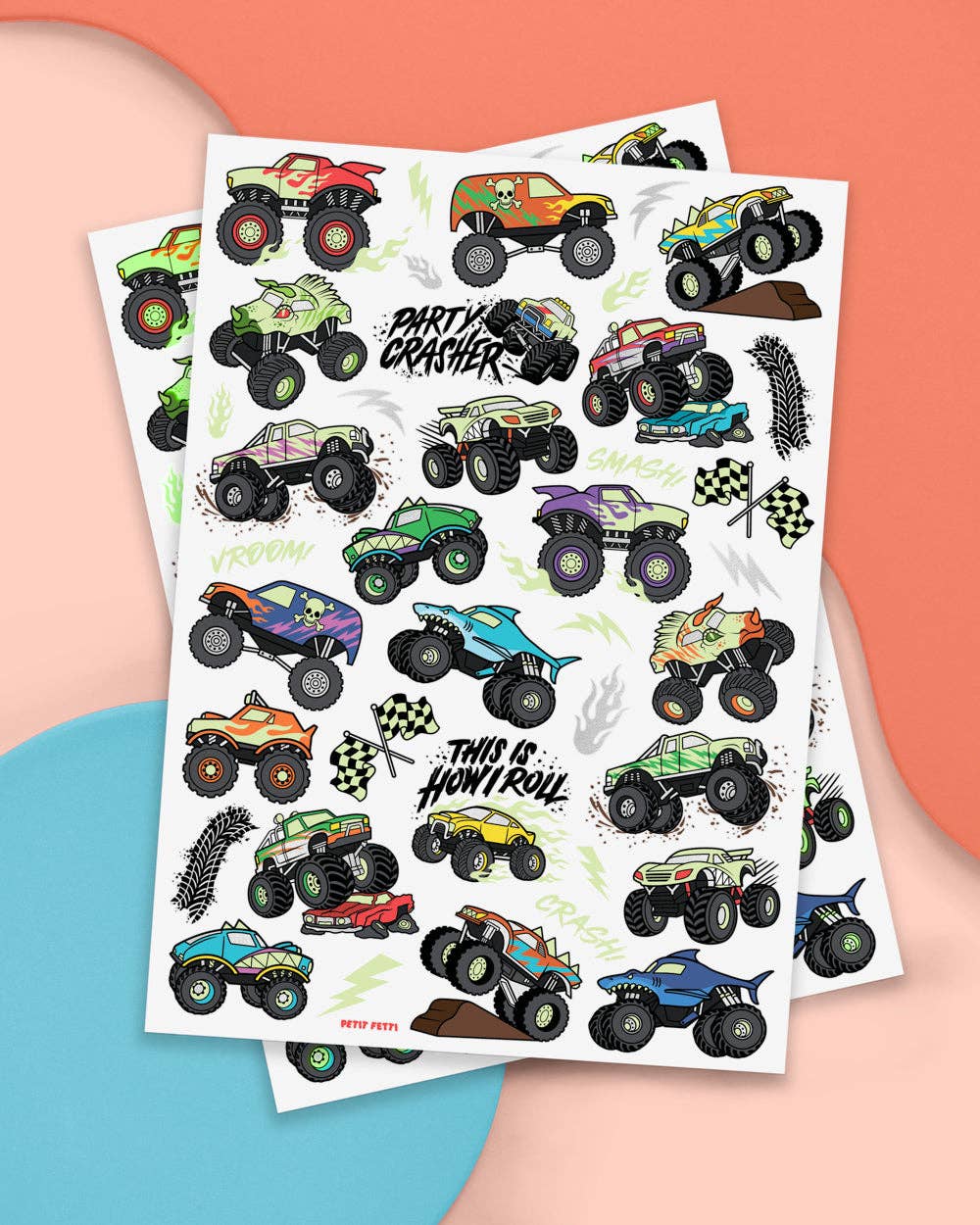 Petit Fetti - Wholesale Temporary Tattoo - Kids - Kids Monster Truck Temporary Tattoos, Car Bday Party Favors5