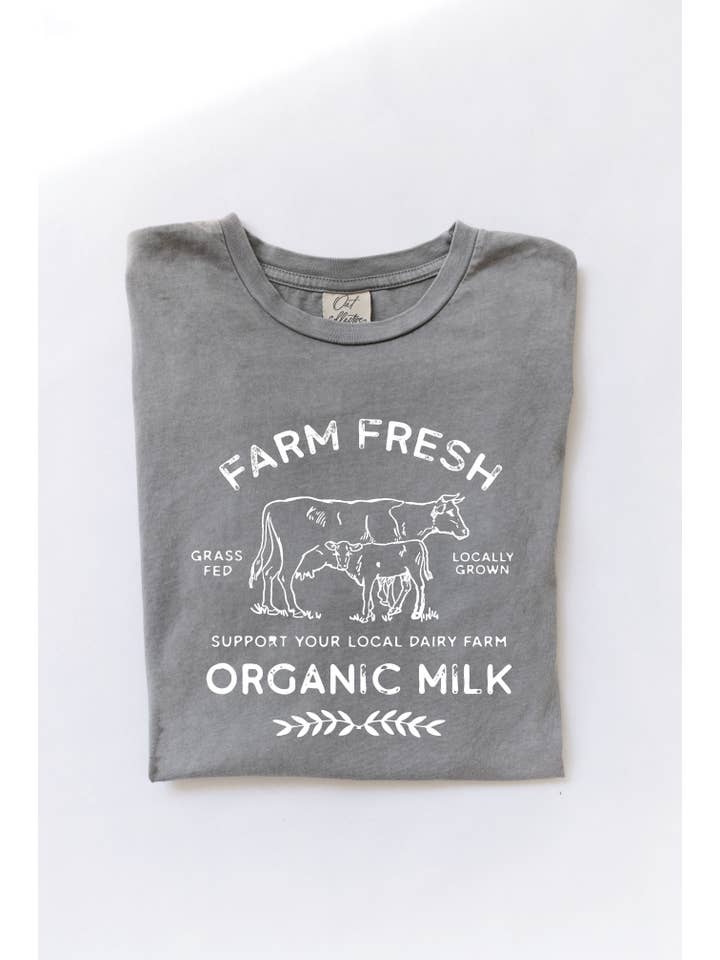 OAT COLLECTIVE - Wholesale Screen printed t-shirt – Women′s - FARM FRESH ORGANIC MILK Mineral Graphic Top14