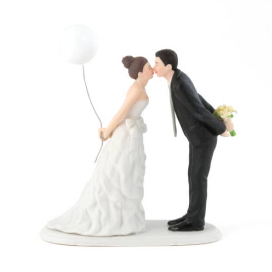Leaning In For A Kiss - Balloon Wedding Cake Topper for wholesale by Weddingstar Inc.
