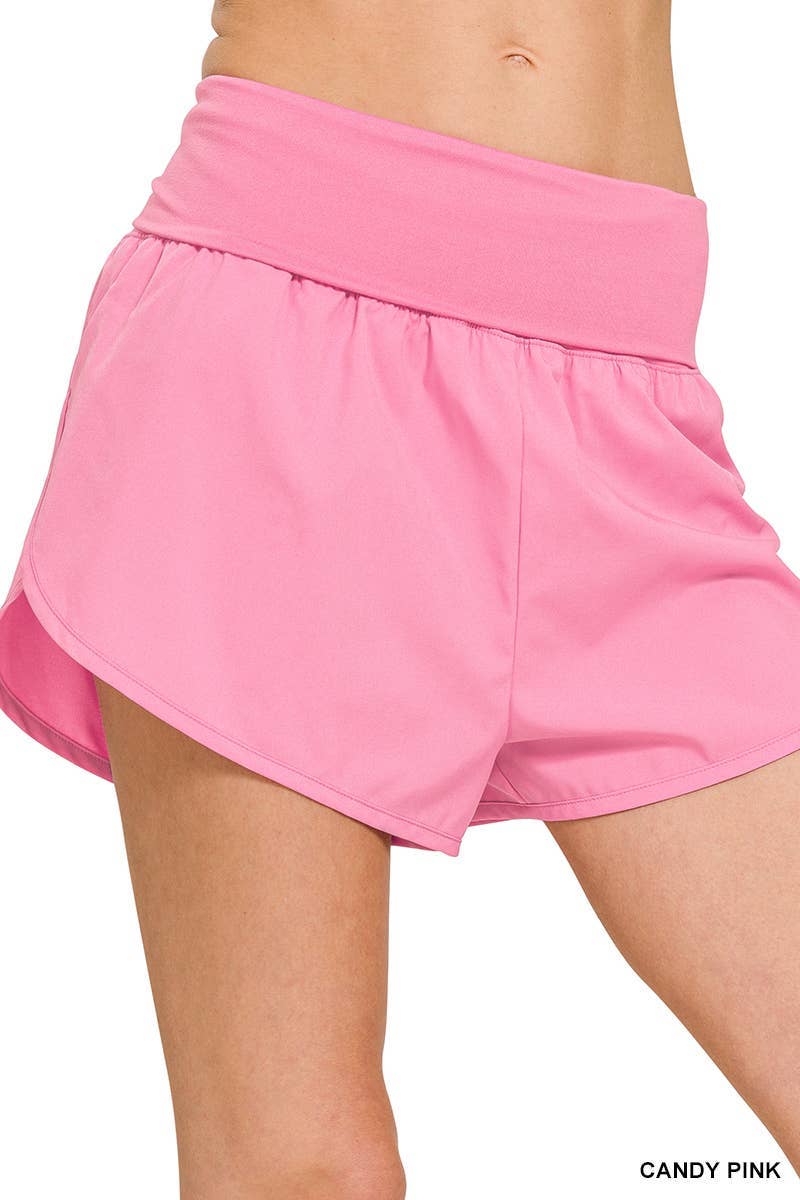 Vanilla Monkey - Wholesale Athletic Shorts - Women's - High Waisted Band Fold-over Running Shorts6