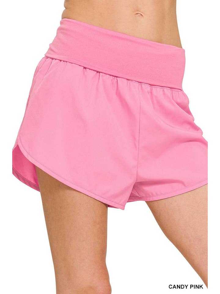 Vanilla Monkey - Wholesale Athletic Shorts - Women's - High Waisted Band Fold-over Running Shorts6